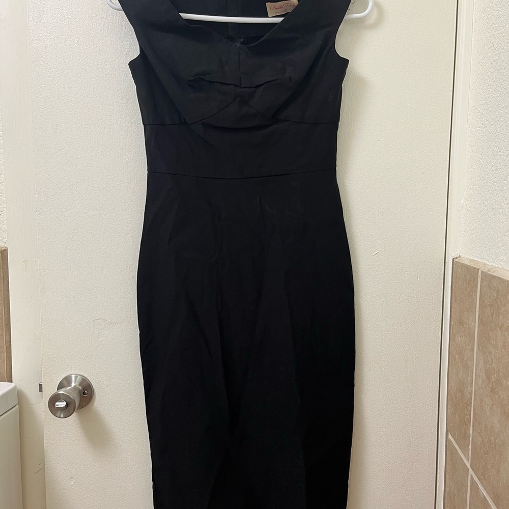 Black Sleeveless Sheath Midi Dress for Cocktail